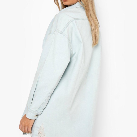 Boohoo+ All Over Ripped Denim Shirt Dress Size 22 (US) - Picture 2 of 6